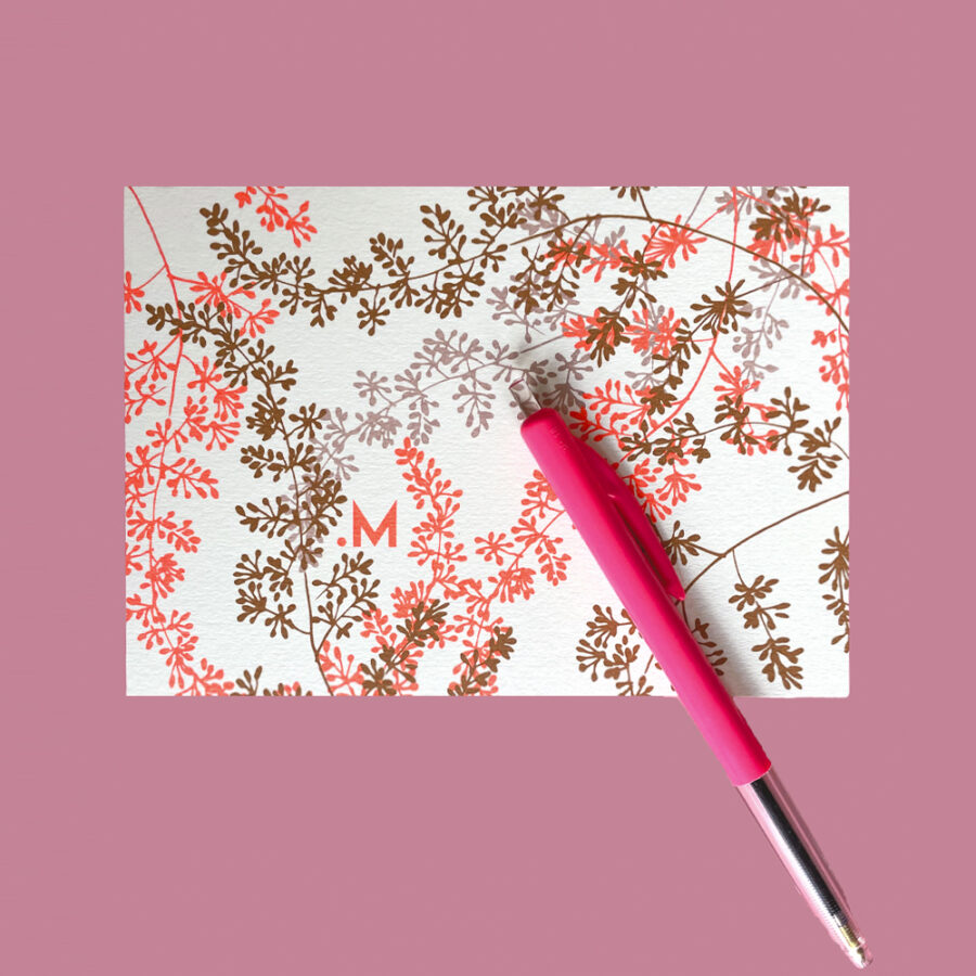 carte postale étoiles rose fleurie