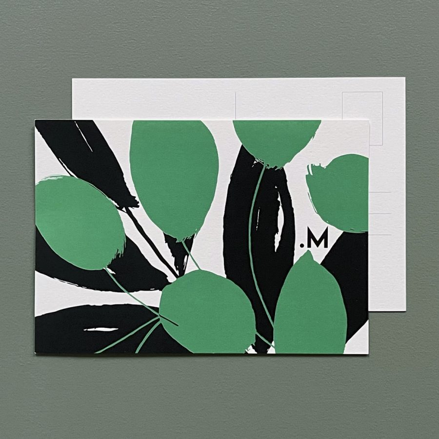 carte postale feuillage vert et noir